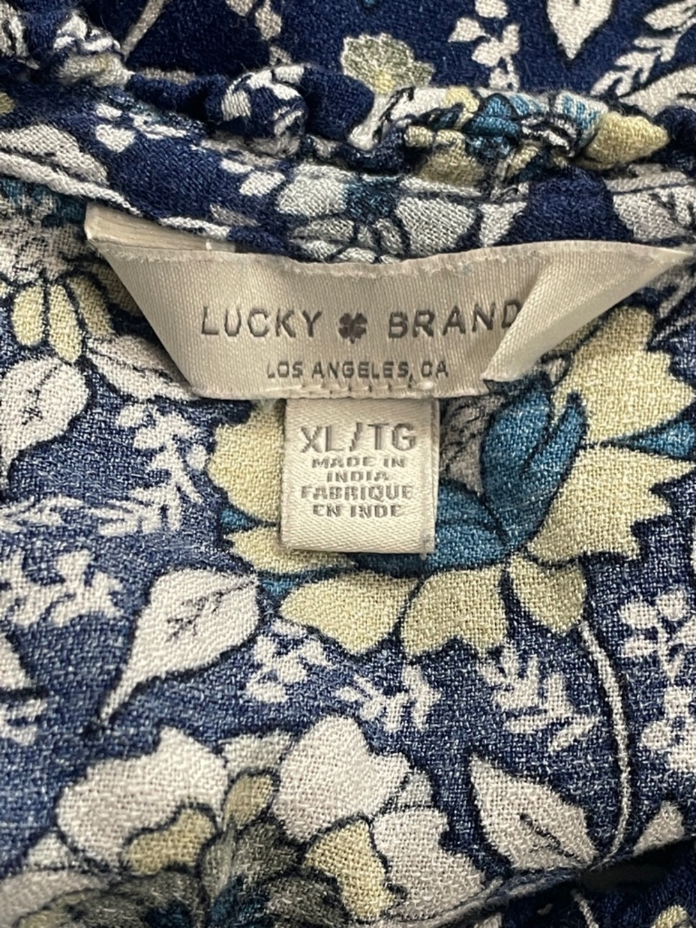 Lucky Brand Boho Floral V-Neck Long Sleeve Peasant Top - Blue - Picture 8 of 9